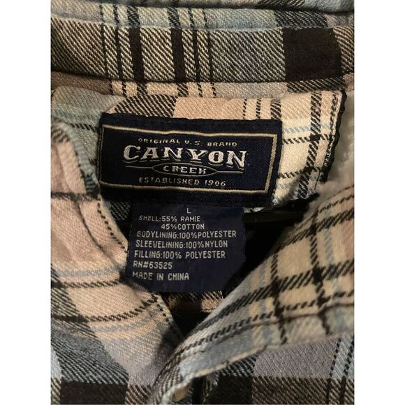 Canyon Creek Womens Multicolor Plaid Collared Faux Fur Lined Shacket Size Large - Picture 10 of 10